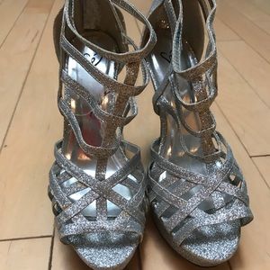 Sparkly silver heels